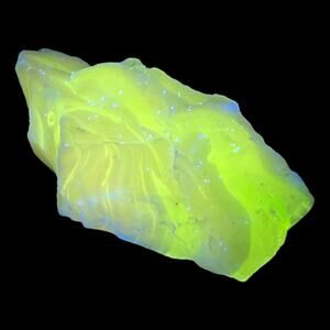 Vaseline Milk Glass Art Glass Cullet Sculpture Glowing Swirl Uranium Slag #4GX31